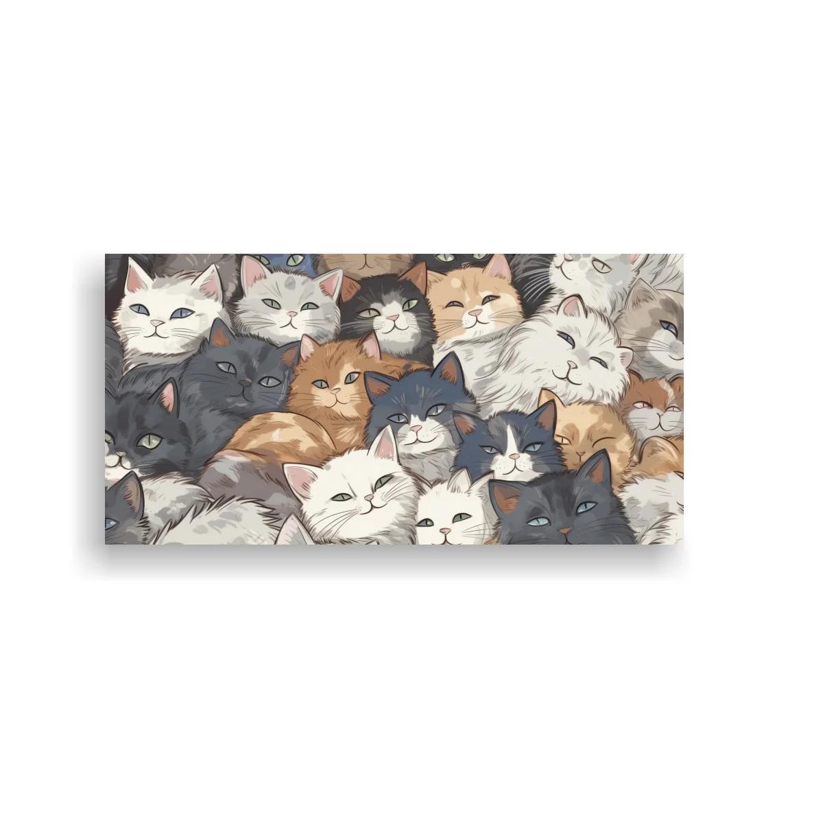 Cuadro grupo de gatos con ojos almendrados