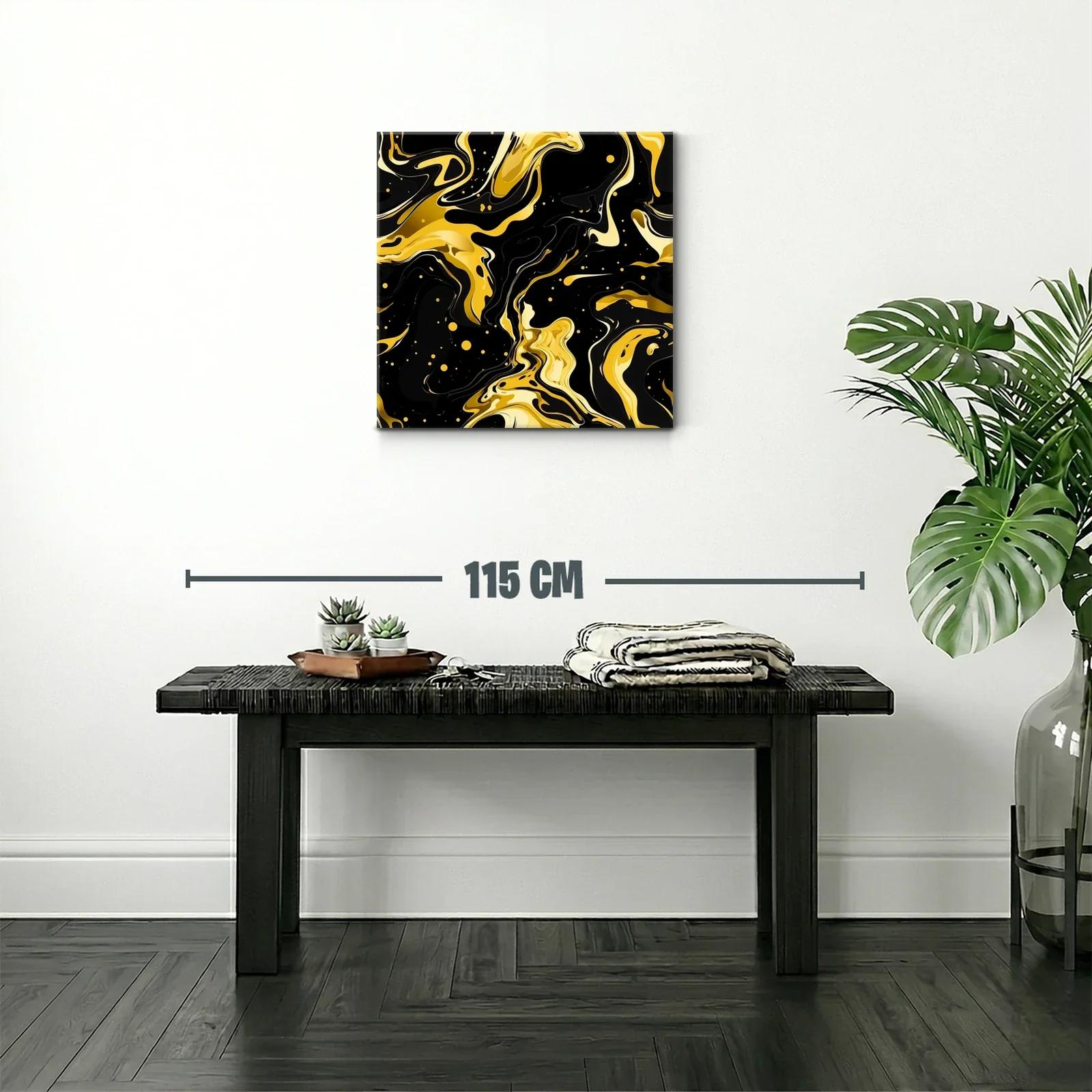 Abstracto dinámico en tonos dorados y negro brillante — miniatura 2