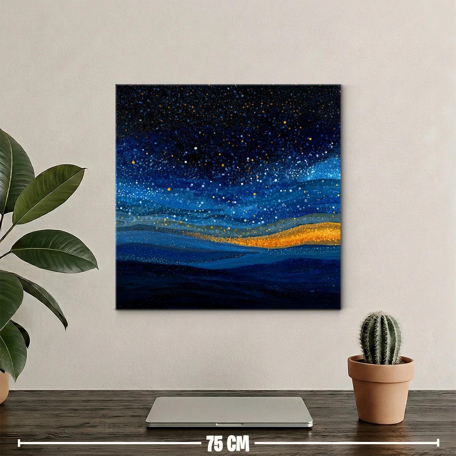 Cielo estrellado abstracto con tonos azules y dorados — miniatura 2