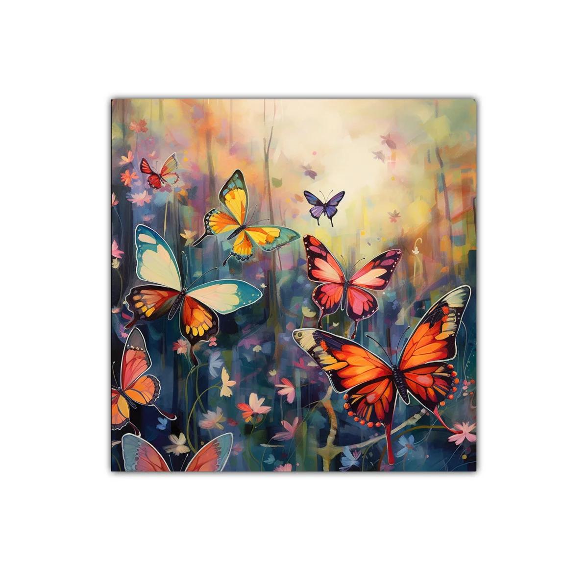 Cuadro colorido de mariposas en bosque encantado — imagen principal