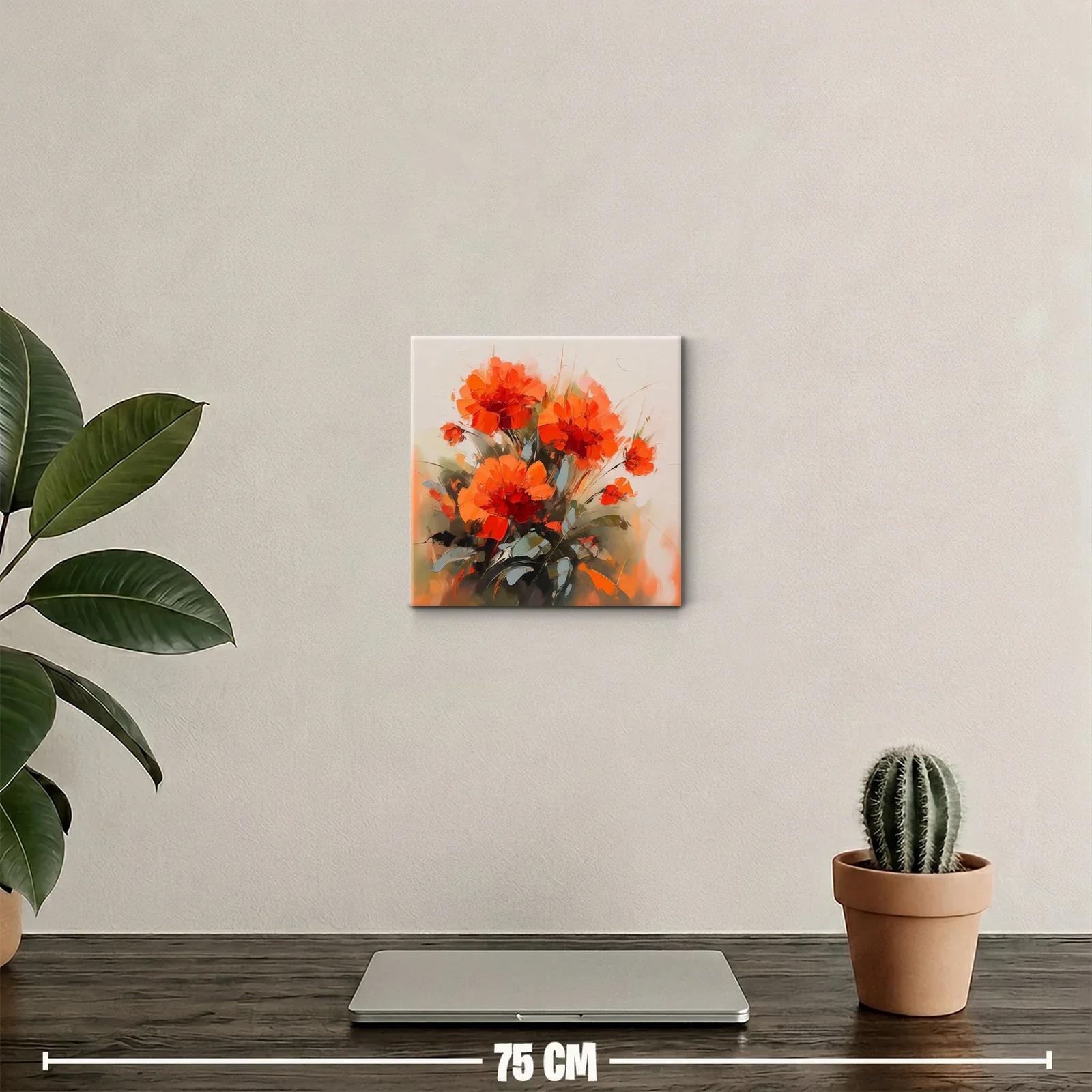 Cuadro decorativo con flores en tonos naranja vibrante — miniatura 2