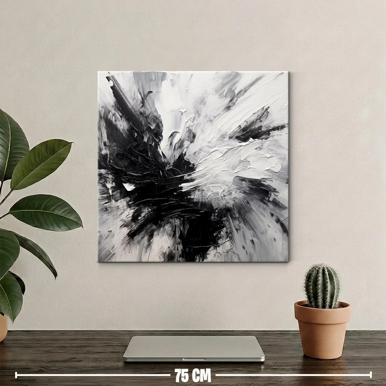 Composición abstracta en blanco y negro con textura dinámica — miniatura 2