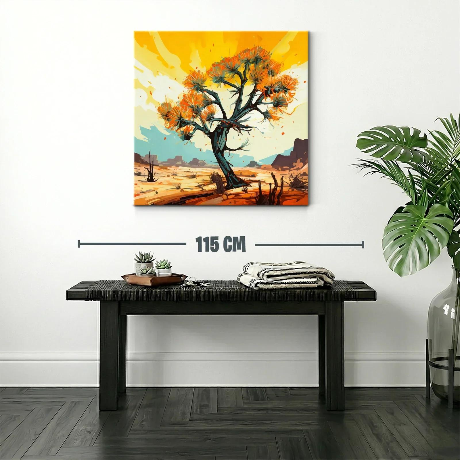 Árbol vibrante en paisaje desértico con tonos cálidos — miniatura 2
