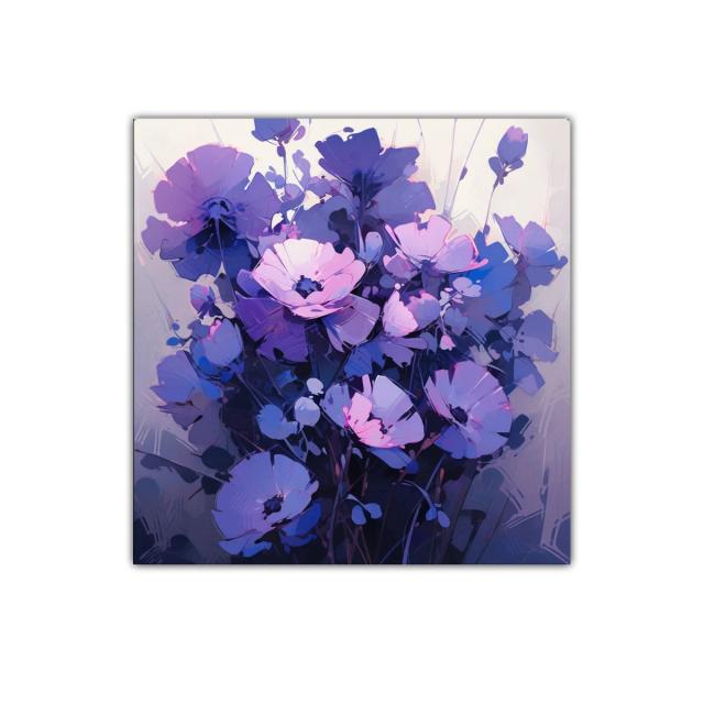 Cuadro Floral en Tonos Morados y Rosados para Decoración