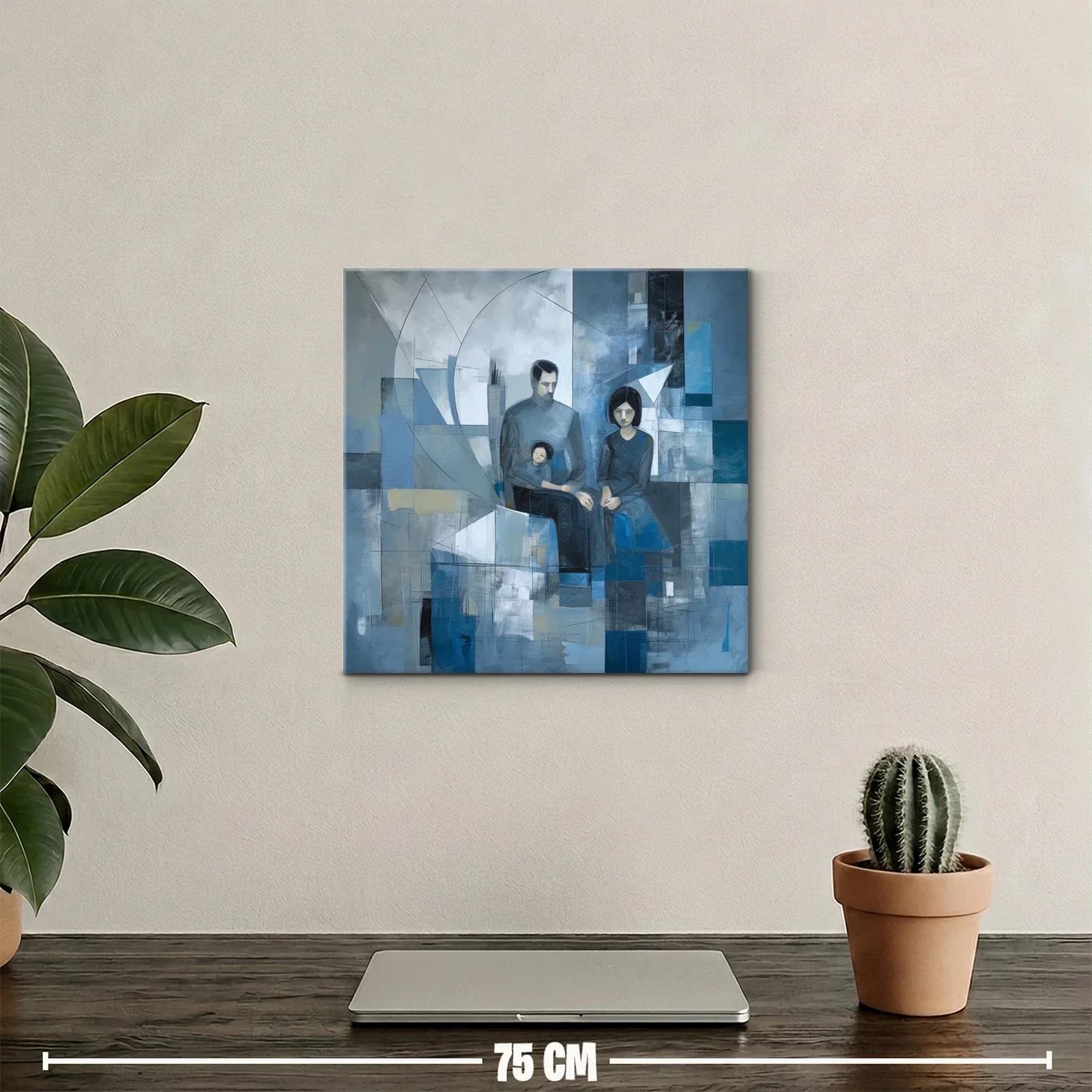 Composición abstracta de familia en tonos fríos y azules — miniatura 2