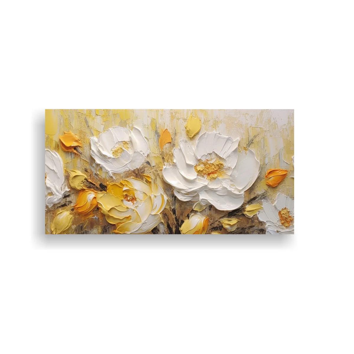 Cuadro rosas blancas con textura en relieve