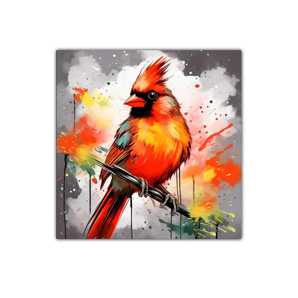 Cuadro vibrante de pájaro cardinal en color intenso — imagen principal