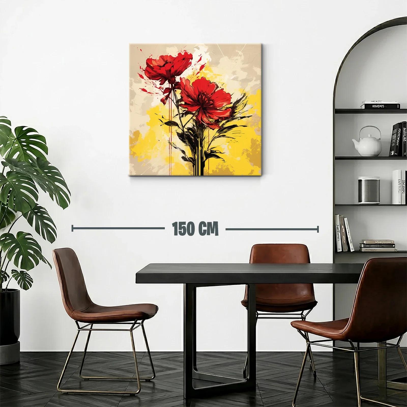Flor roja vibrante con fondo amarillo y beige — miniatura 2