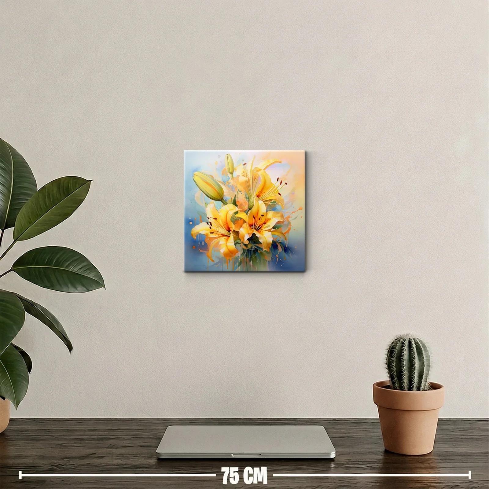 Cuadro decorativo con vibrantes lirios amarillos — miniatura 2