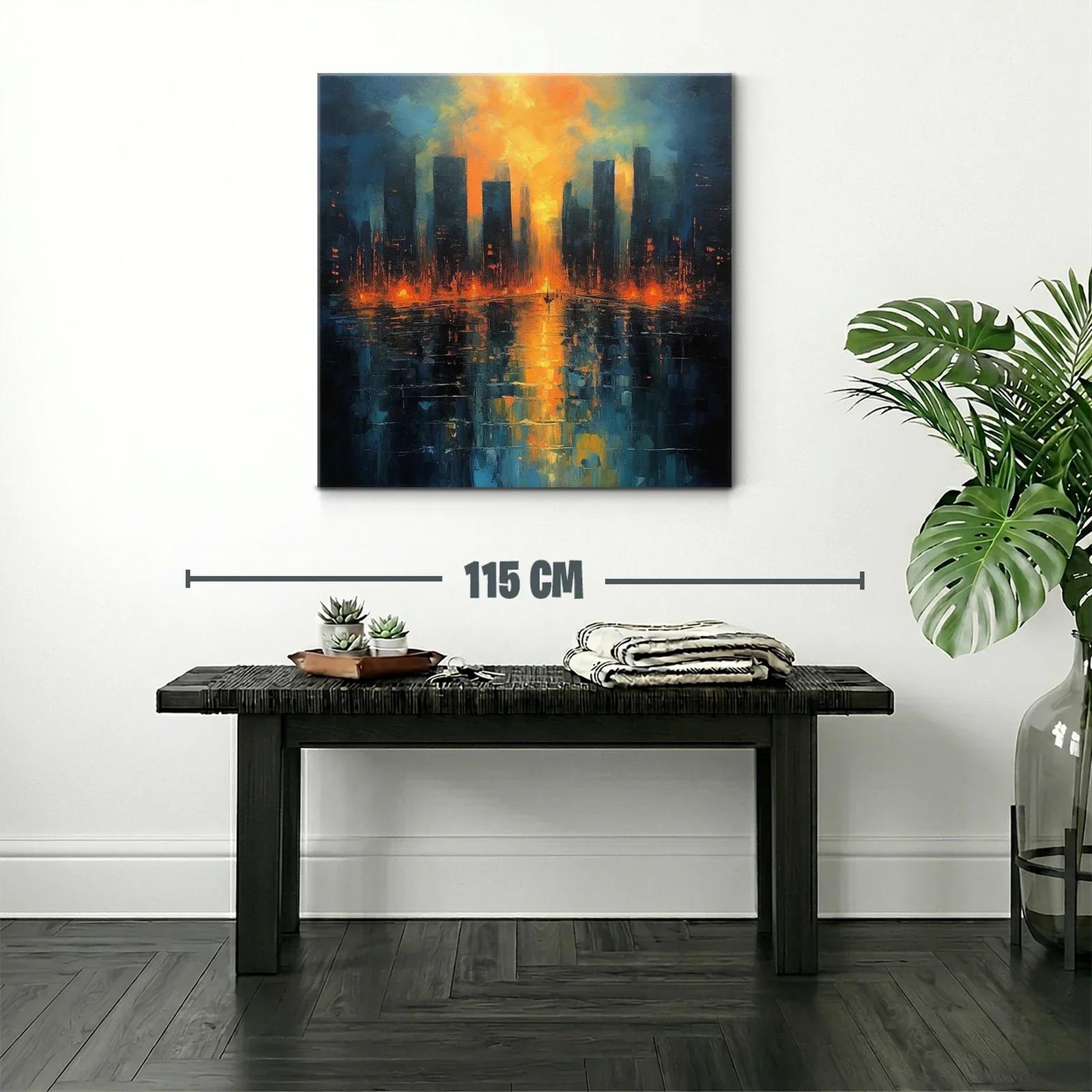 Atardecer vibrante sobre ciudad reflejada en agua — miniatura 2