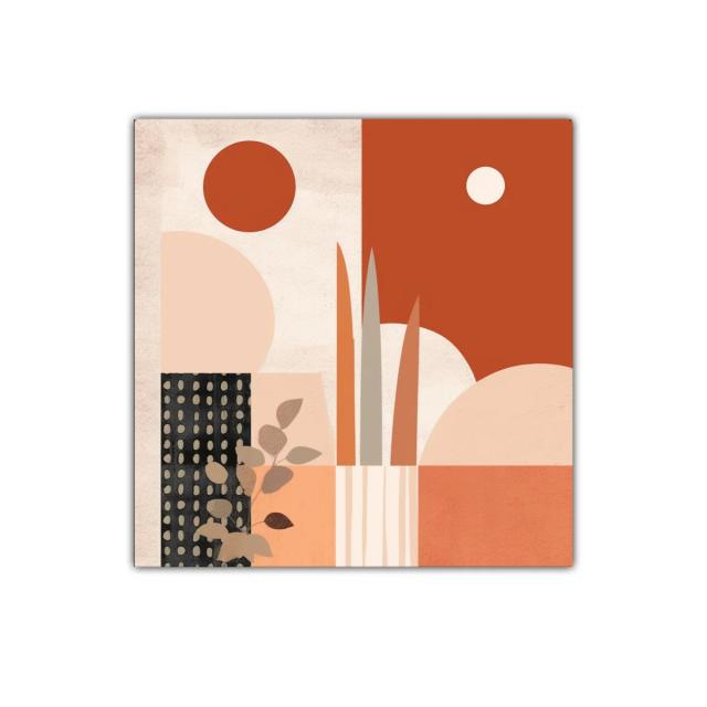 Arte geométrico con tonos tierra y formas abstractas armoniosas