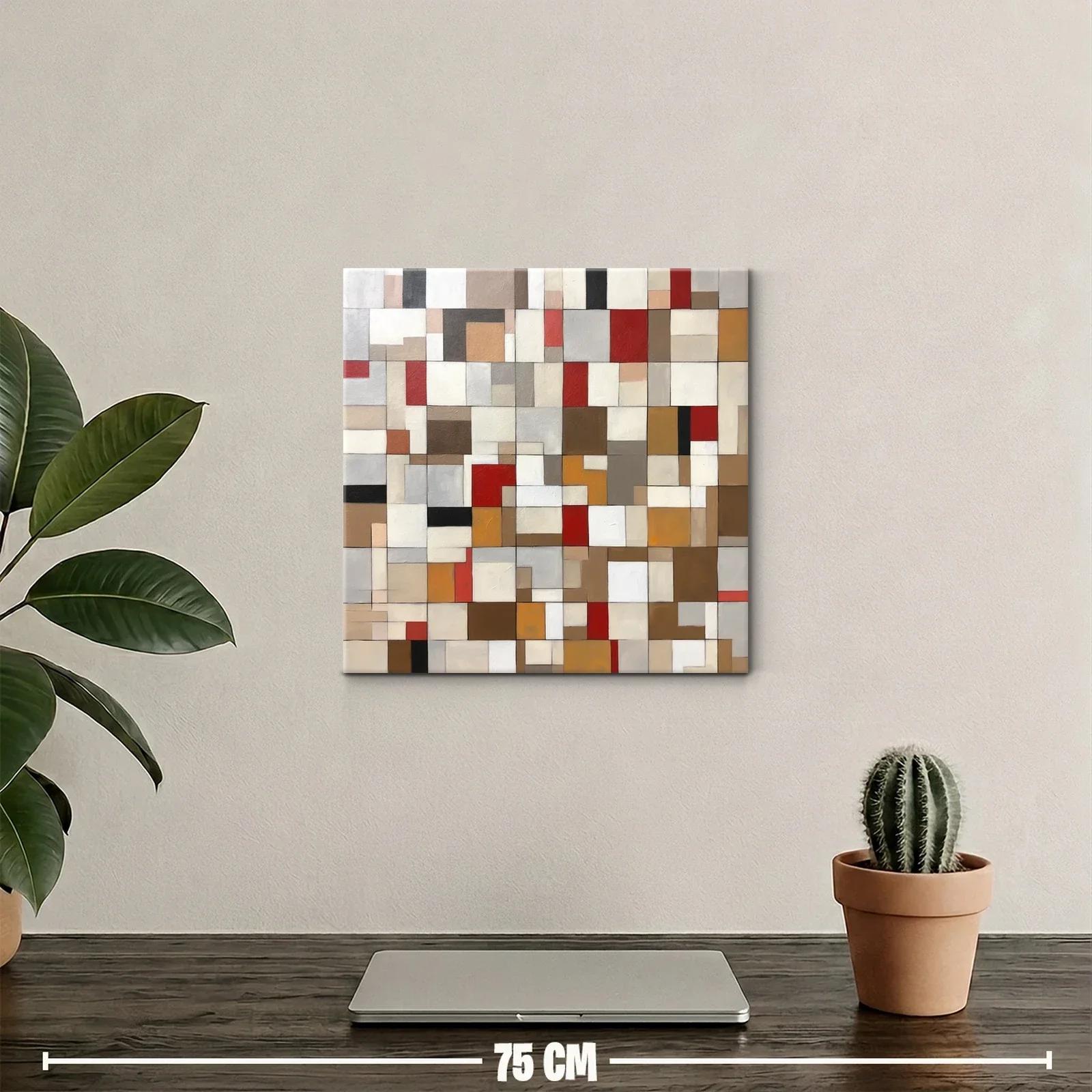 Composición geométrica en tonos tierra y rojo vibrante — miniatura 2