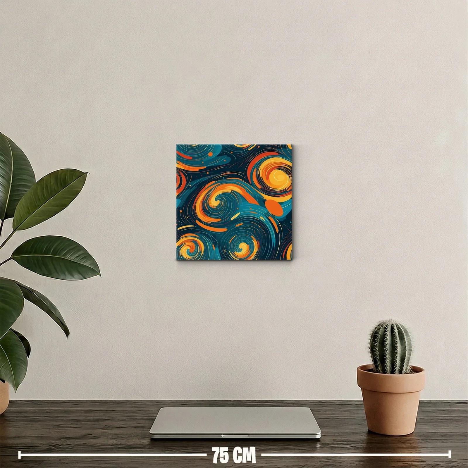 Cuadro decorativo con vibrantes remolinos en tonos cálidos y fríos — miniatura 2