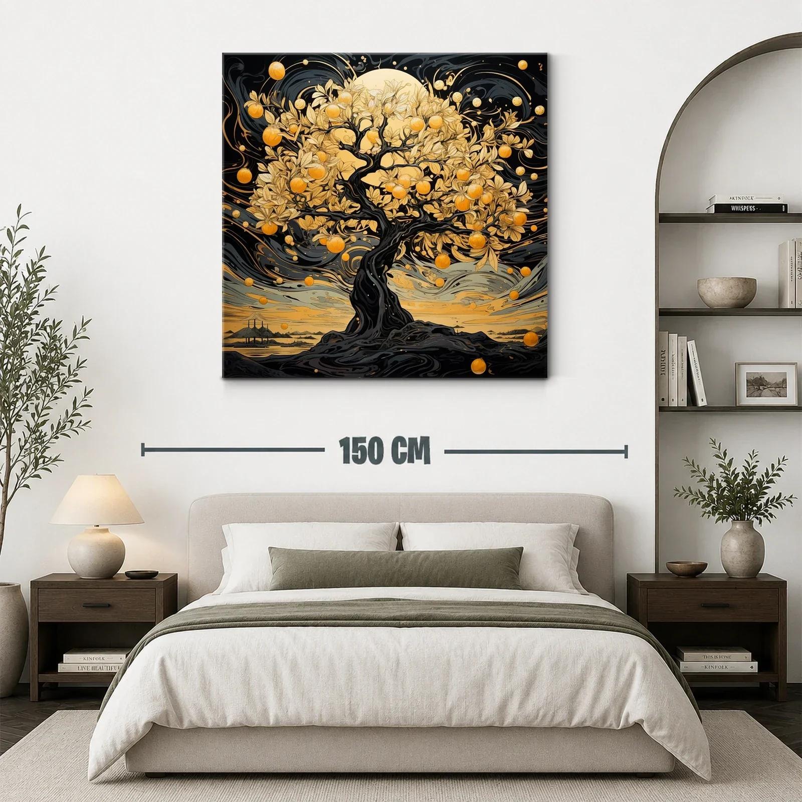 Árbol dorado brillante con frutos en paisaje onírico — miniatura 3