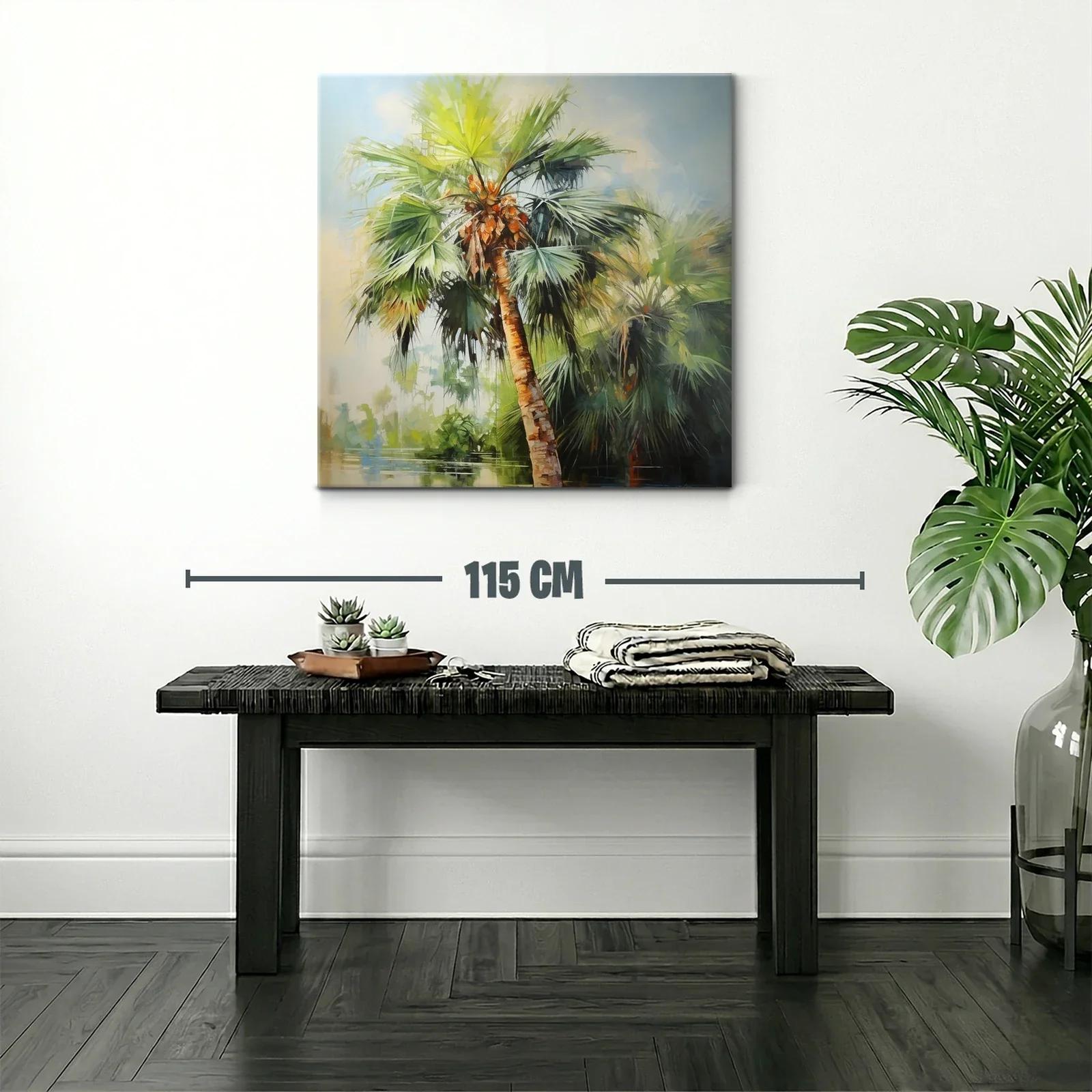 Palmera tropical con vibrantes tonos verdes y naranjas — miniatura 2