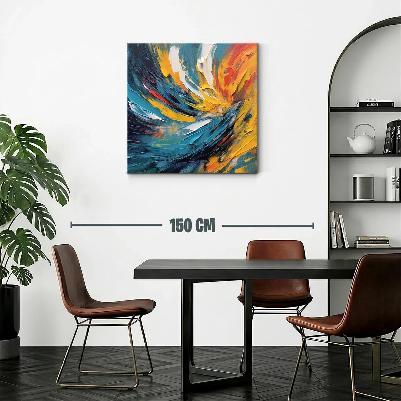 Cuadro abstracto con energéticos toques amarillos y azules — miniatura 2