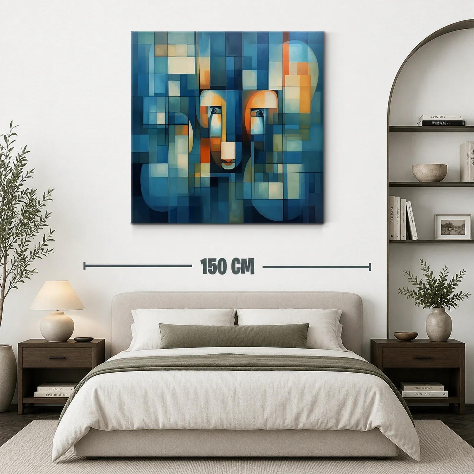 Composición abstracta con figuras y tonos azules y cálidos — miniatura 3