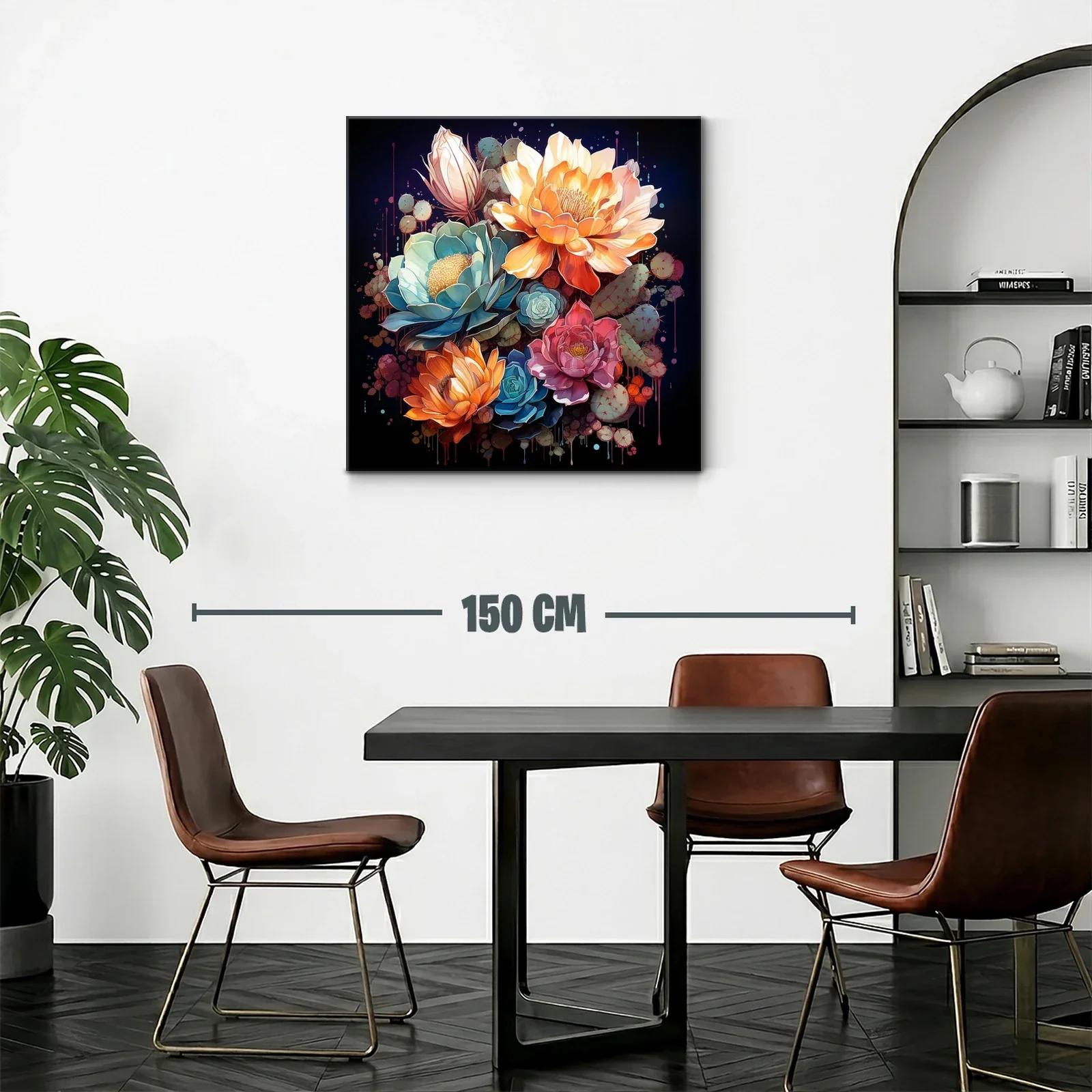 Composición de flores vibrantes con tonos cálidos y fríos — miniatura 2