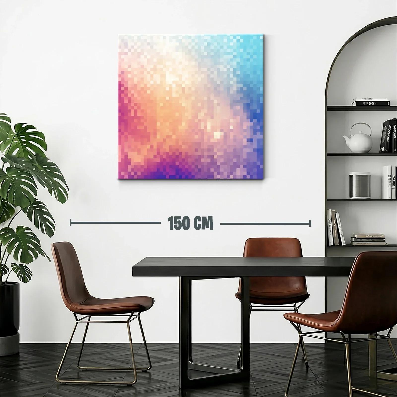 Cuadro abstracto con tonos cálidos y fríos armonizados — miniatura 2