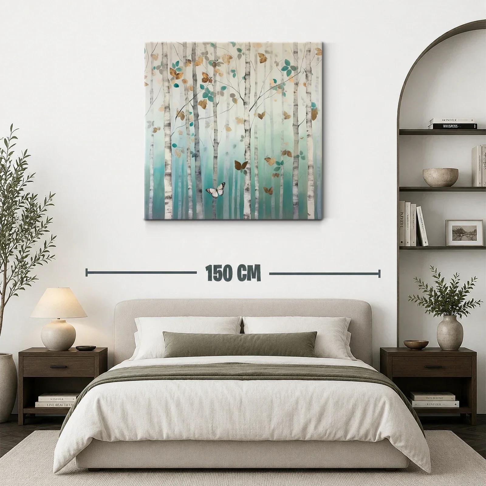 Bosque encantado con mariposas en tonos suaves y dorados — miniatura 3