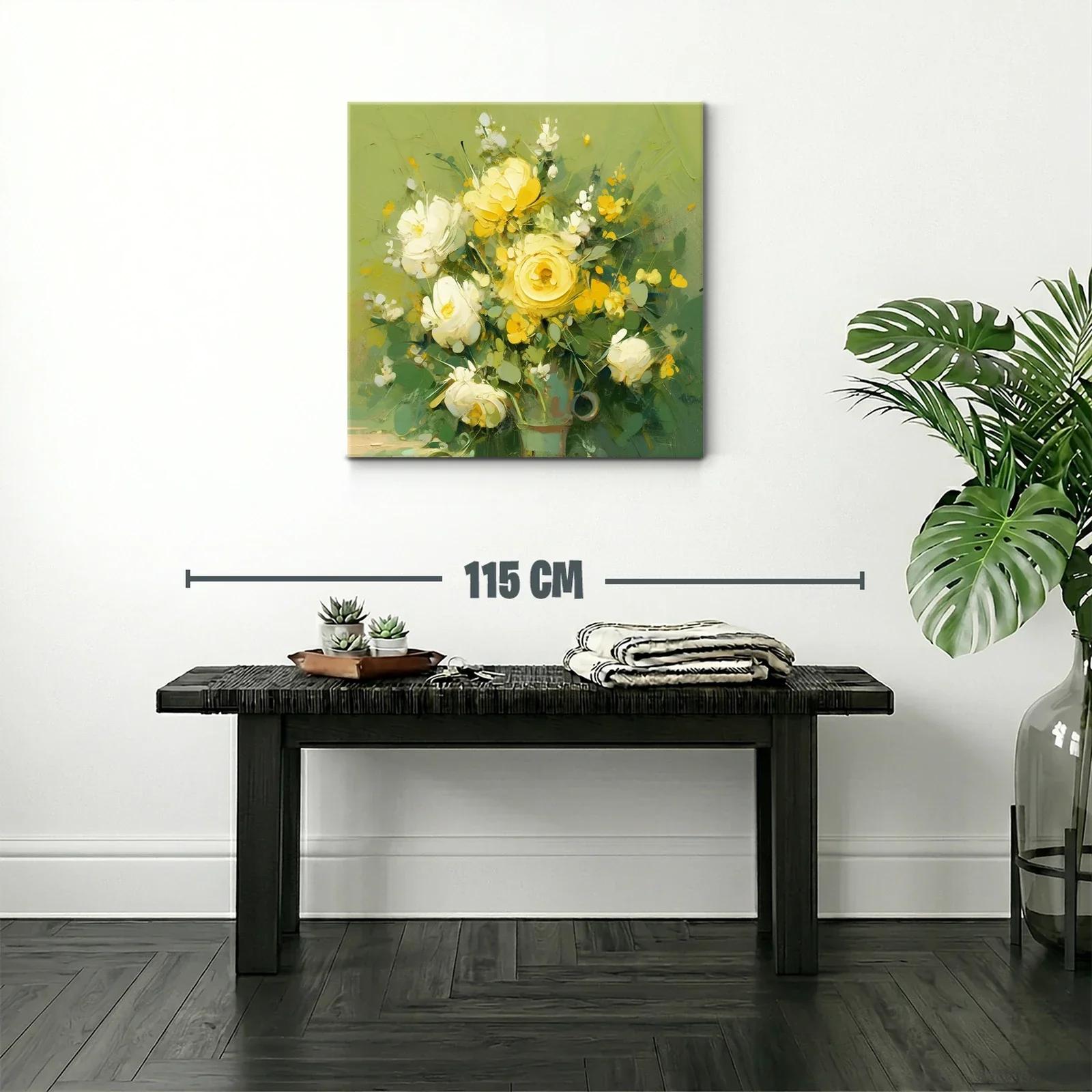 Cuadro floral con vibrantes tonos amarillos y verdes — miniatura 2