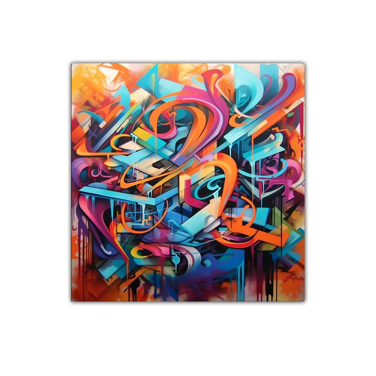 Obra abstracta vibrante con colores intensos y dinamismo — imagen principal