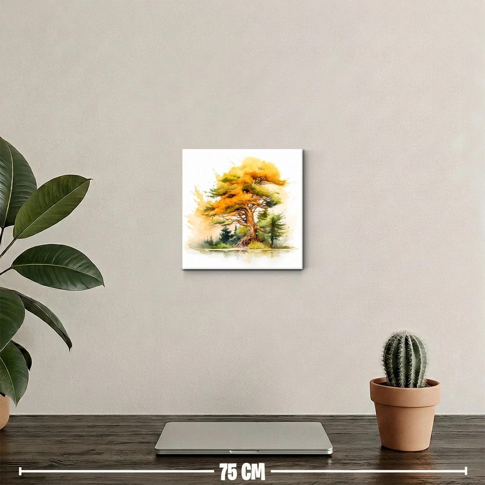 Árbol otoñal con tonos cálidos y verdes vibrantes — miniatura 2