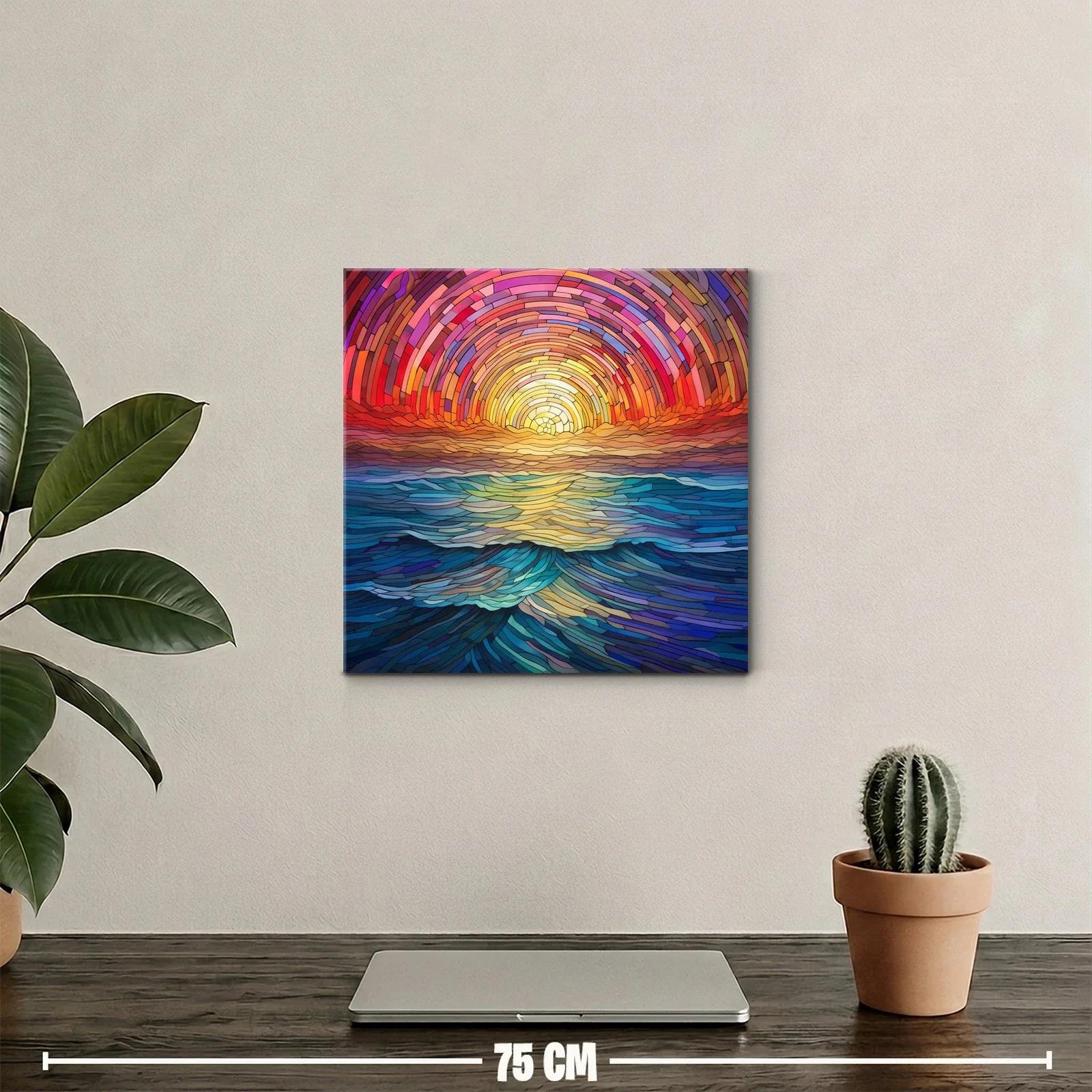 Atardecer vibrante sobre olas en tonos cálidos y azules — miniatura 2