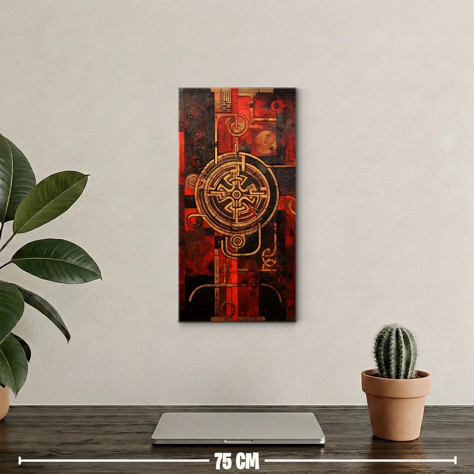 Cuadro símbolo circular geométrico con espirales y fondo texturado — miniatura 2