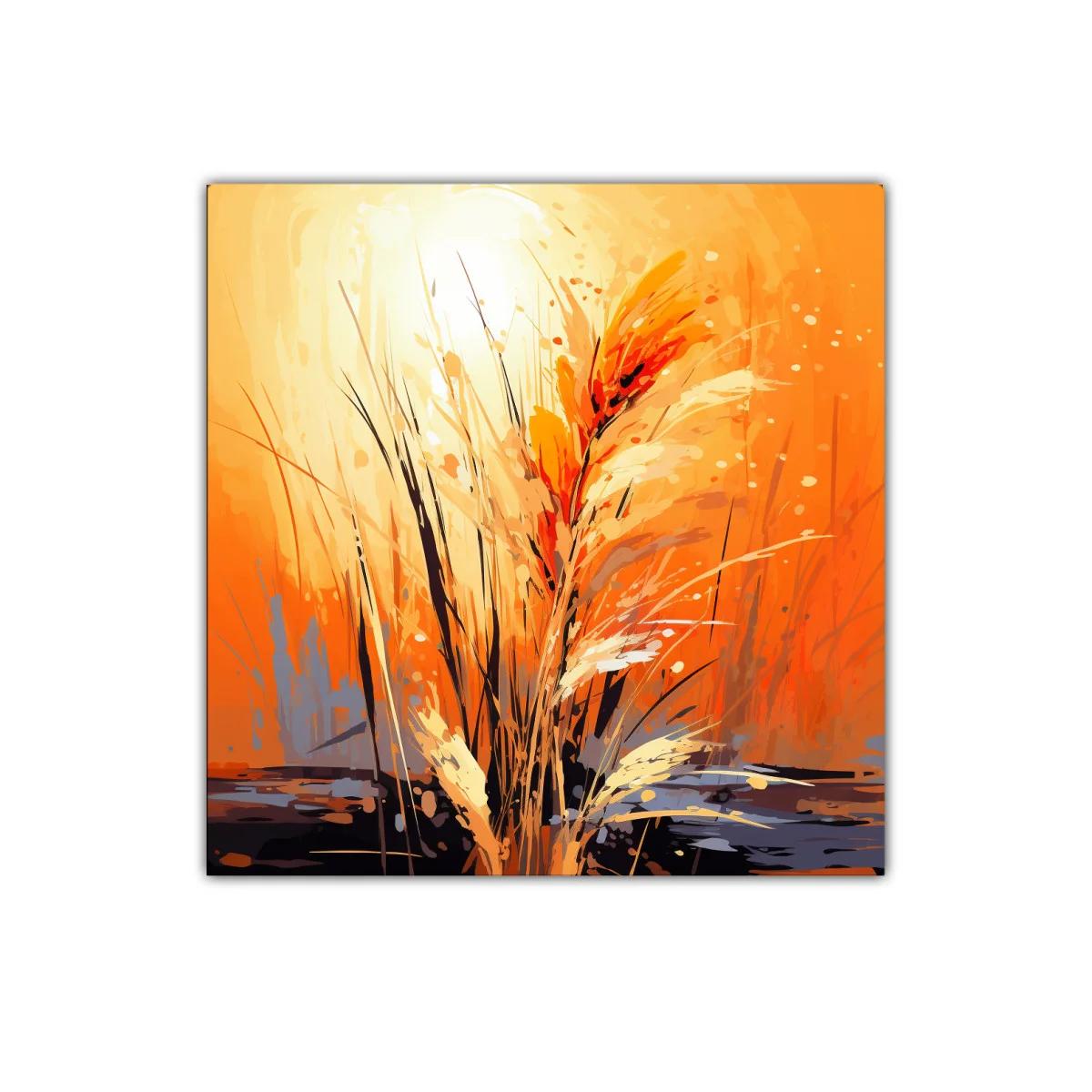 Cuadro decorativo con motivos de hierbas en tonos cálidos — imagen principal