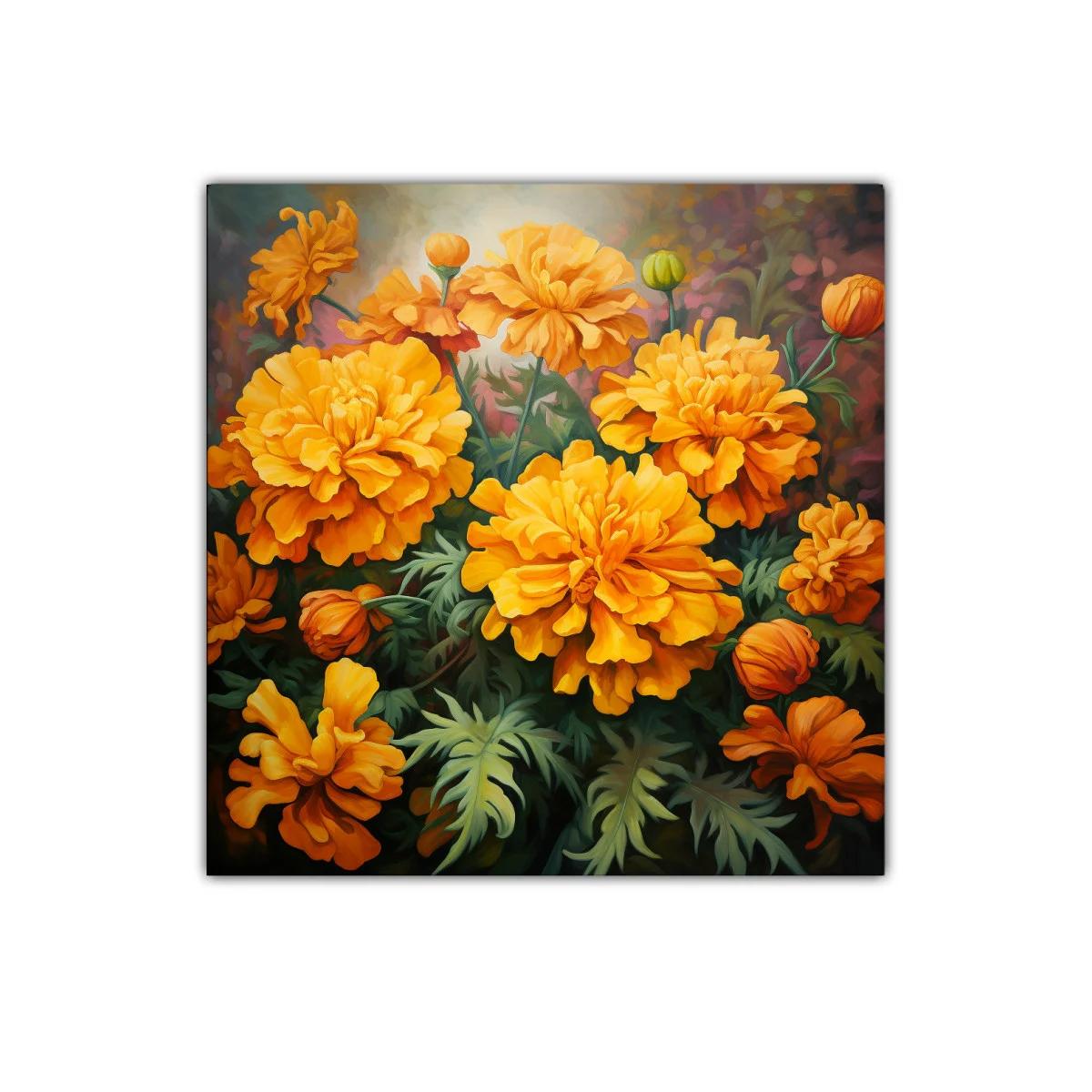 Cuadro con vibrantes flores naranjas que iluminan espacios — imagen principal