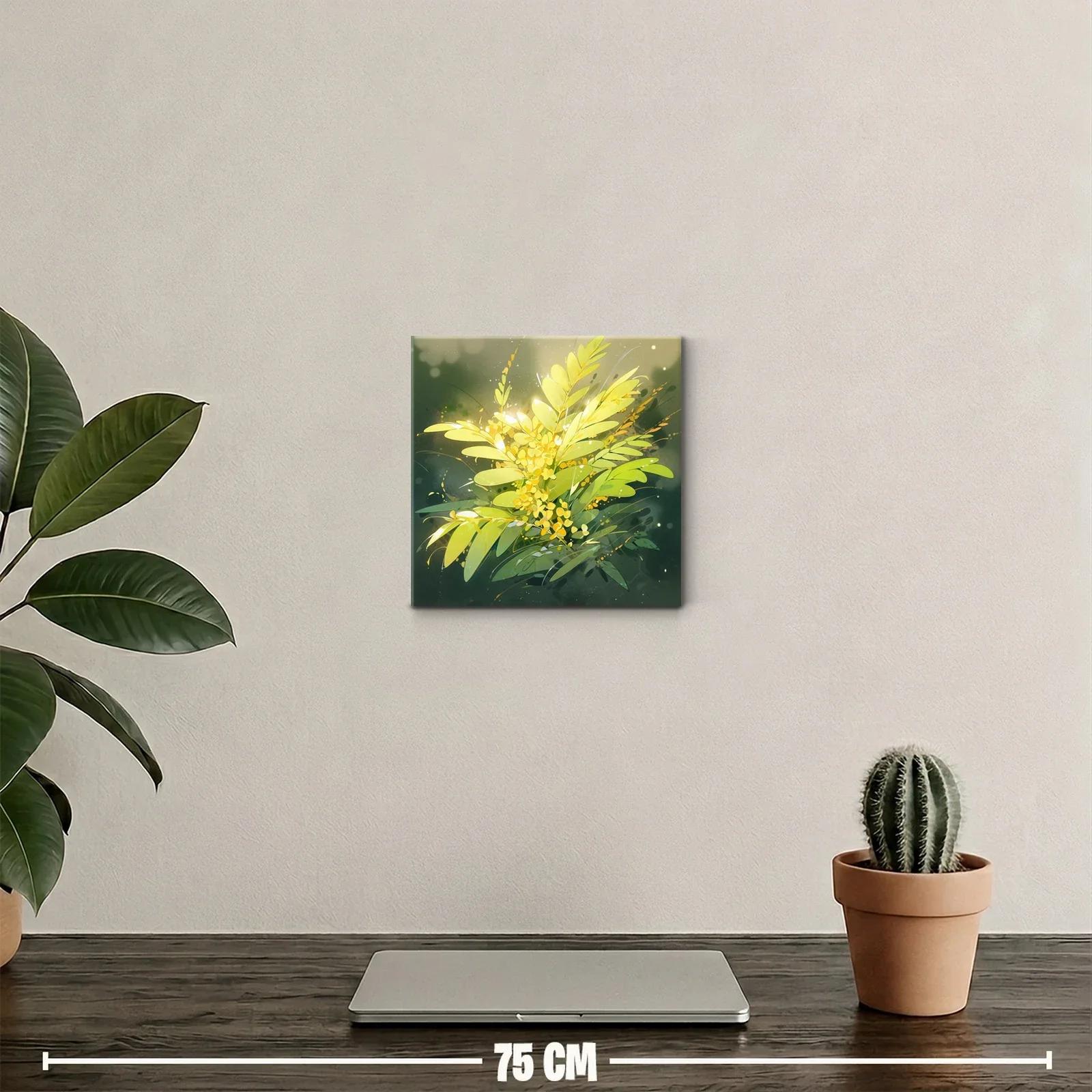 Cuadro decorativo con diseño floral en tonos verdes y amarillos — miniatura 2