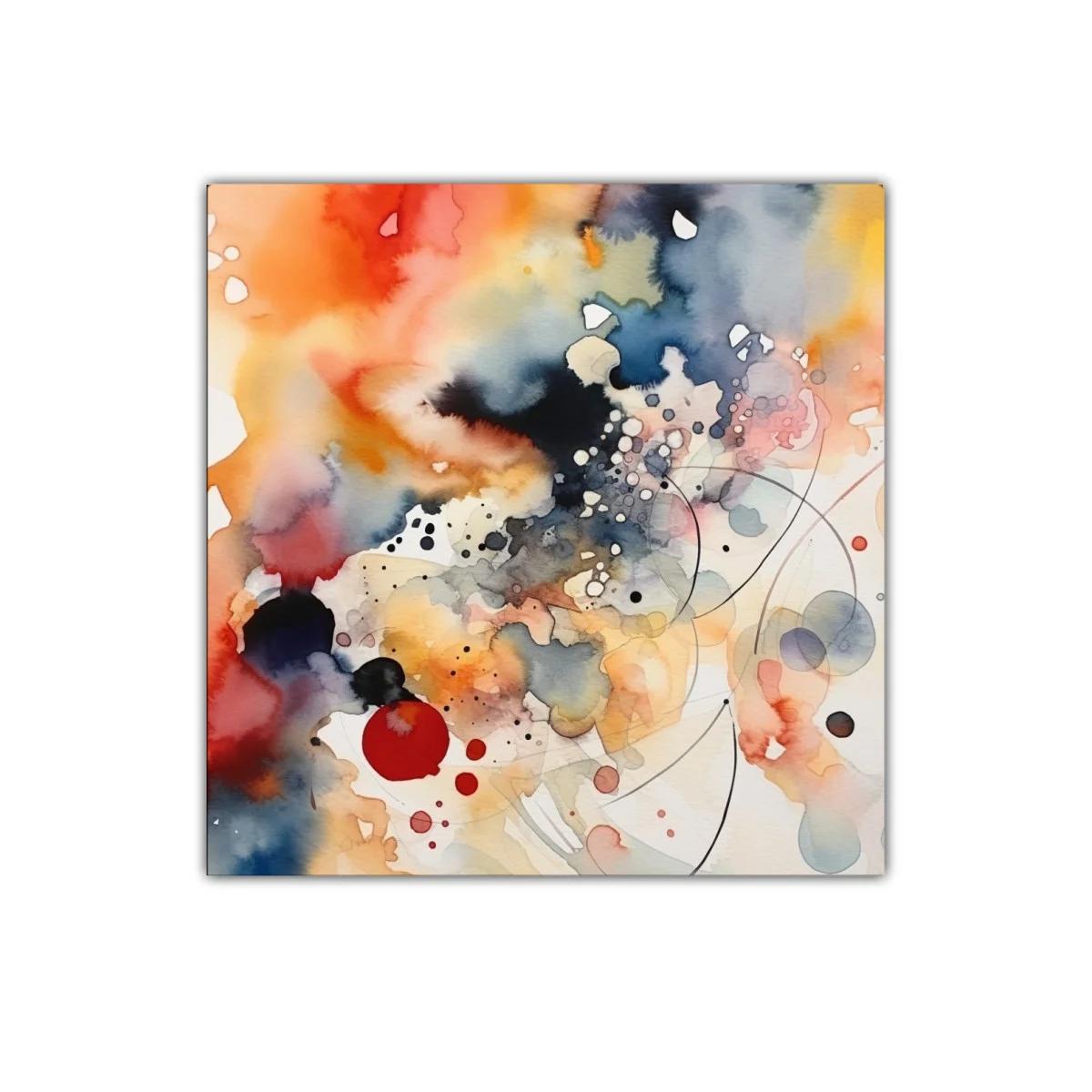 Cuadro abstracto con explosión de colores cálidos y fríos — miniatura 1
