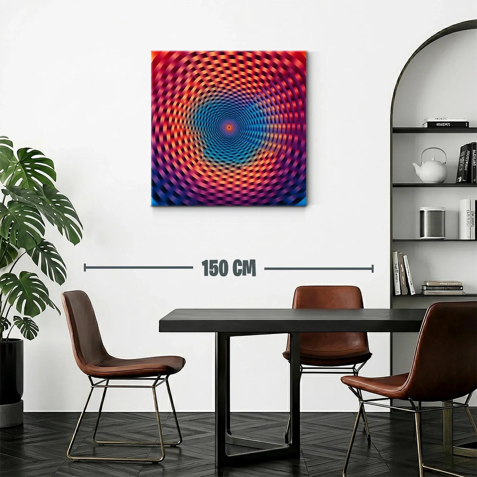 Cuadro abstracto con espiral caleidoscópica vibrante y dinámica — miniatura 2