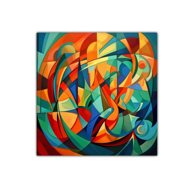 Cuadro abstracto con vibrantes formas geométricas coloridas