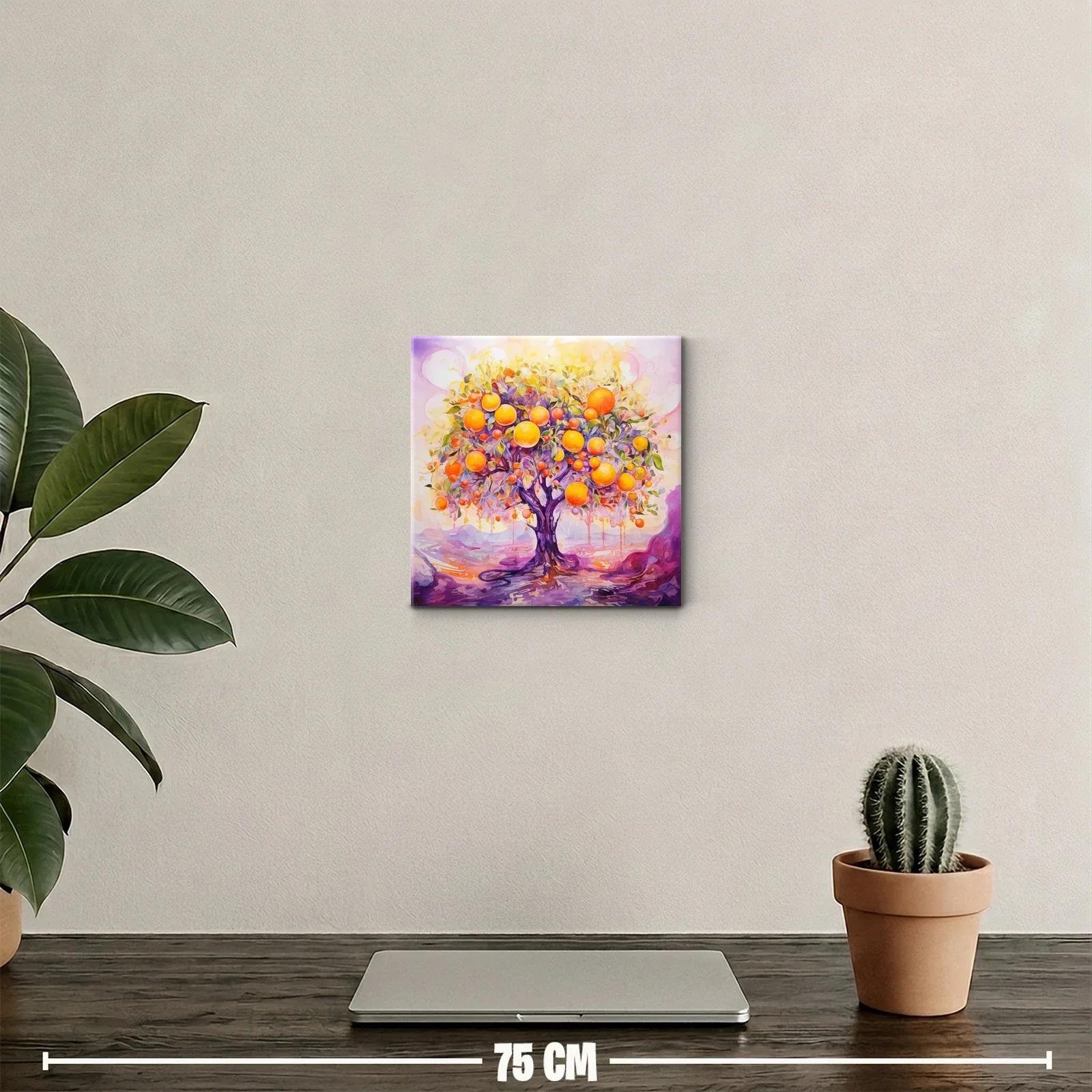 Árbol de frutas vibrantes en tonalidades cálidas y violetas — miniatura 2