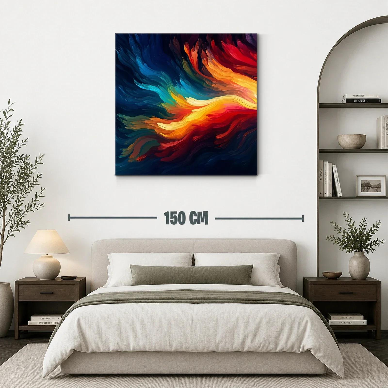 Cuadro abstracto con llamas en tonos vibrantes y dinámicos — miniatura 3