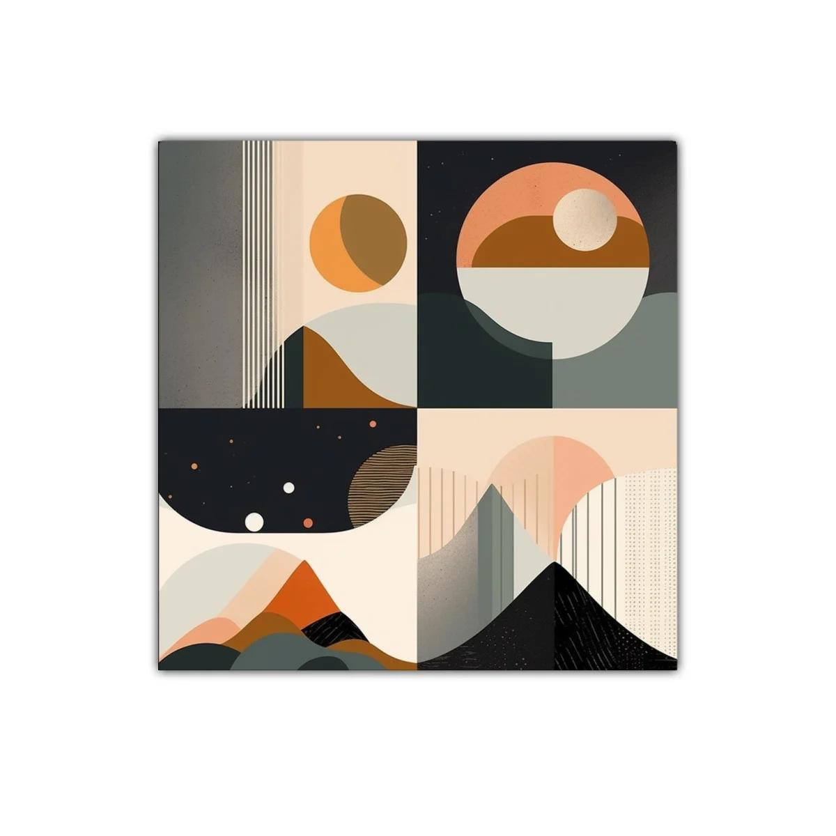 Cuadro abstracto con formas geométricas y tonos cálidos — imagen principal