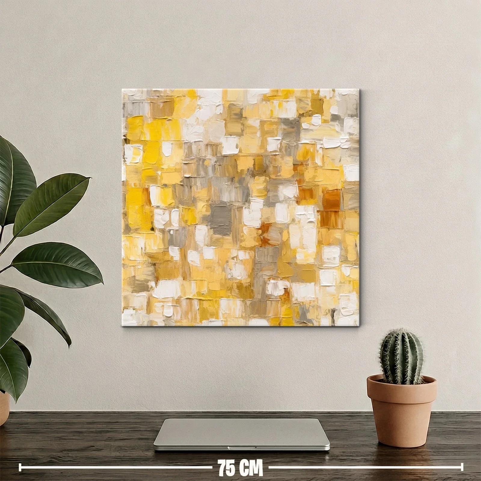 Cuadro abstracto en tonos amarillos y beige cálidos — miniatura 2