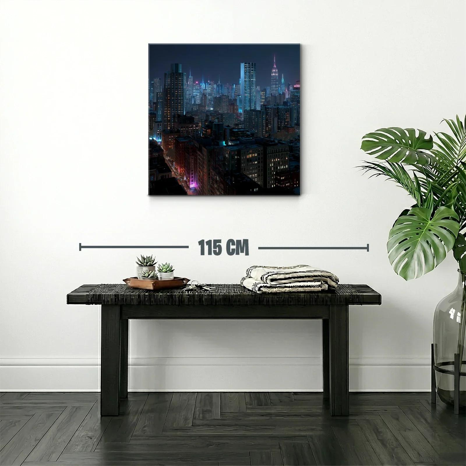 Panorámica nocturna de ciudad iluminada y vibrante — miniatura 2