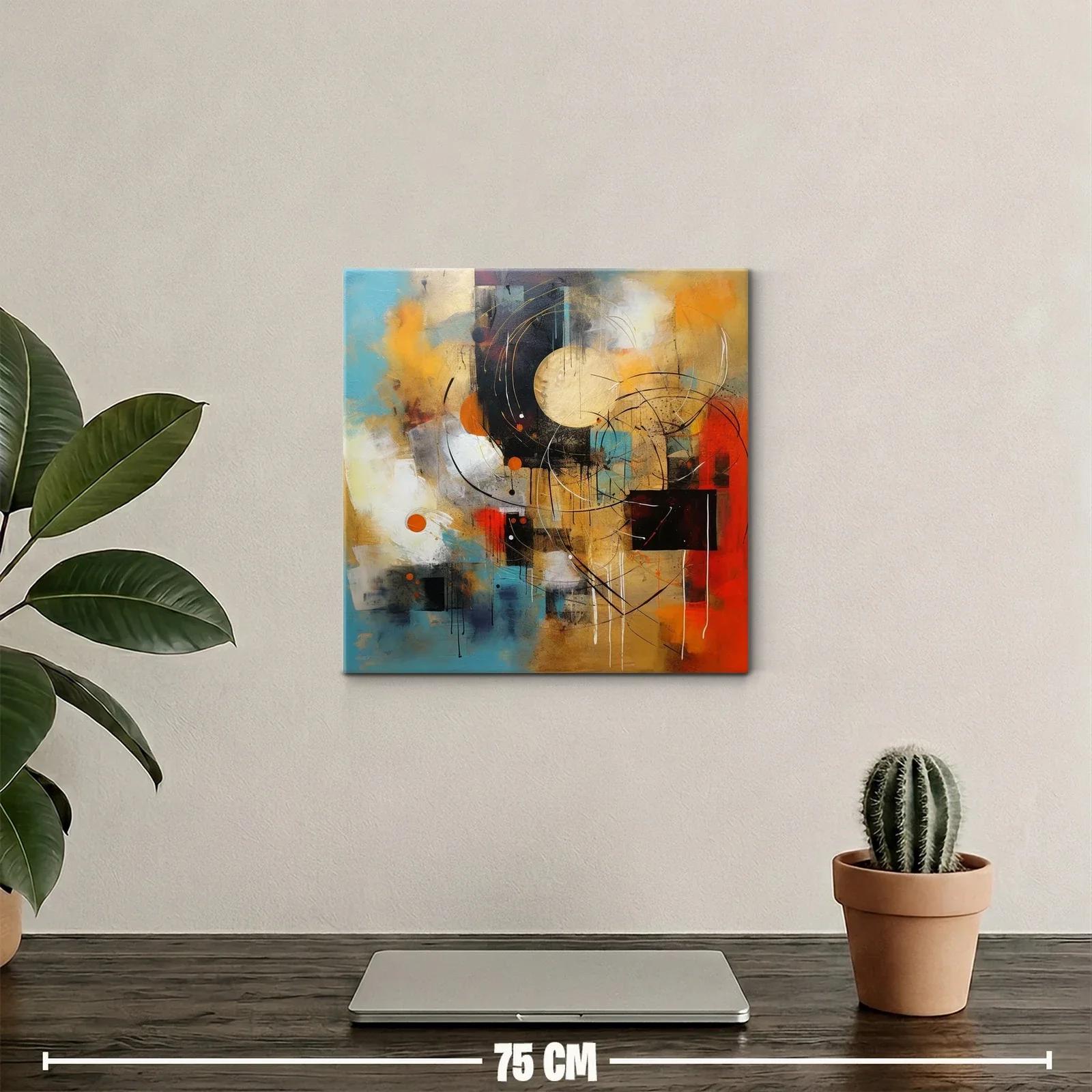 Cuadro abstracto con círculos y vibrantes tonos cálidos — miniatura 2