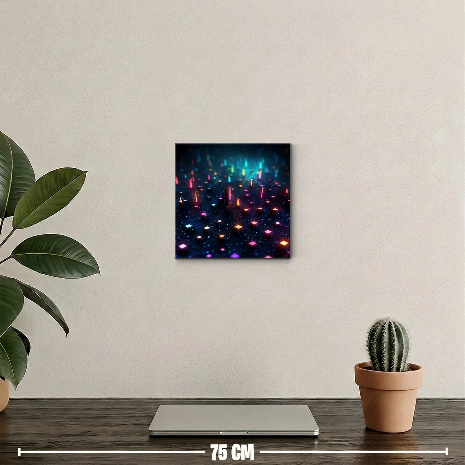 Cuadro abstracto luces de neón sobre fondo oscuro — miniatura 2