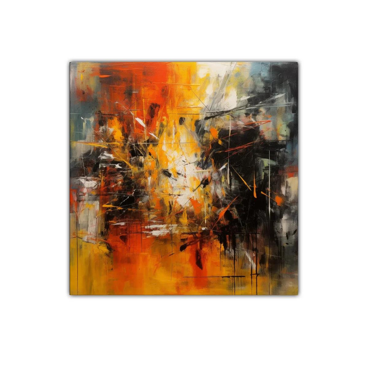 Cuadro abstracto con vibrante explosión de tonos cálidos — imagen principal