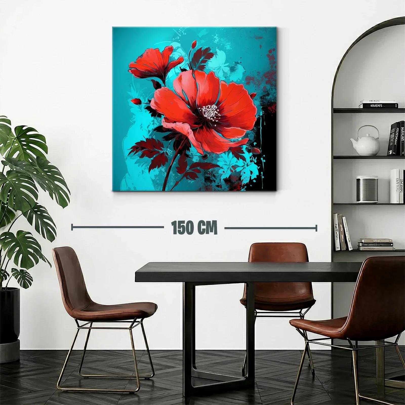 Impacto floral rojo sobre fondo azul vibrante — miniatura 2