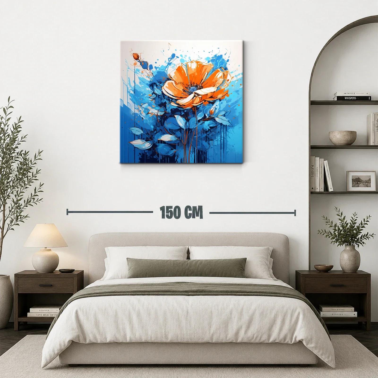 Flor vibrante en tonos naranjas y azules dinámicos — miniatura 3