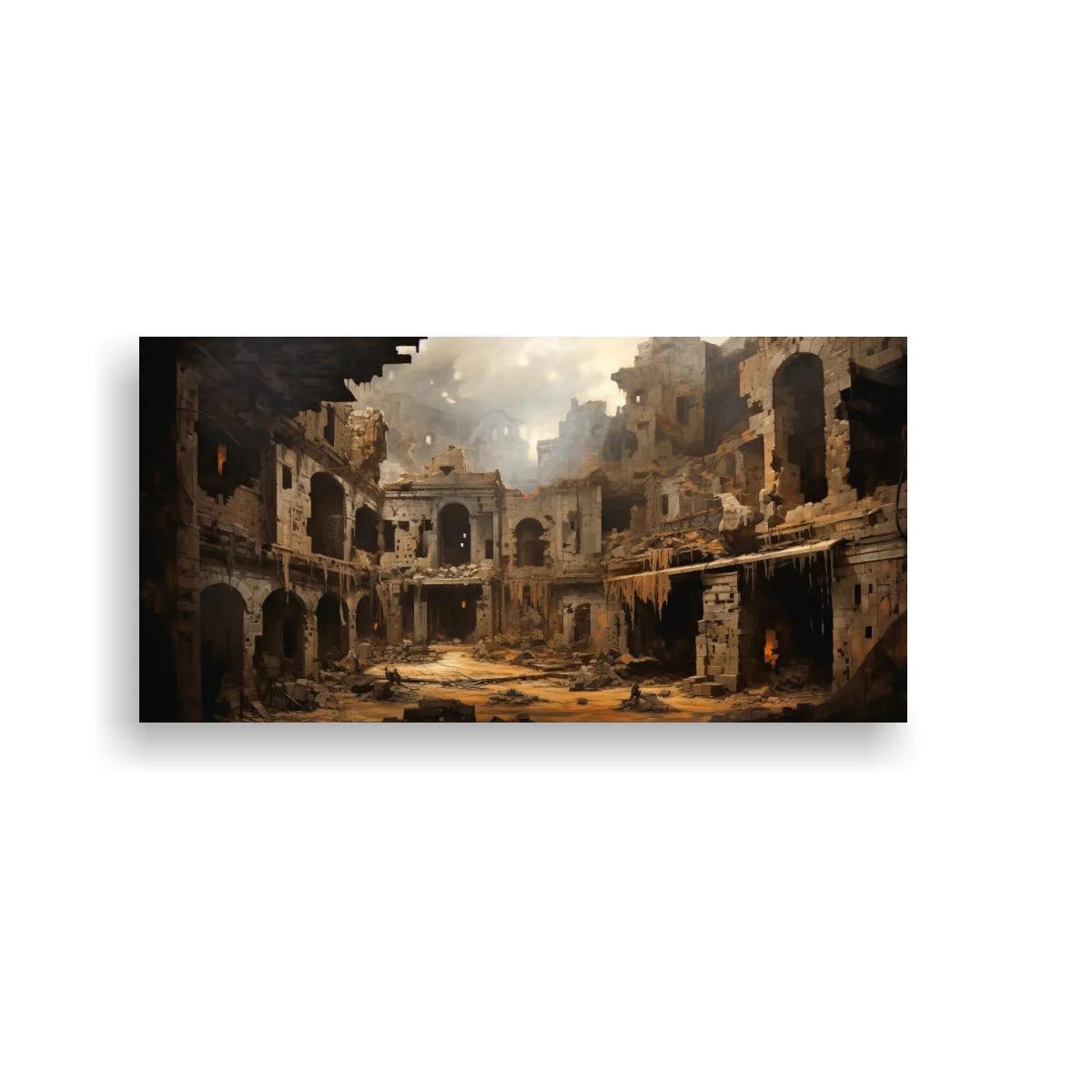Cuadro ruinas de una ciudad antigua con columnas y muros rotos