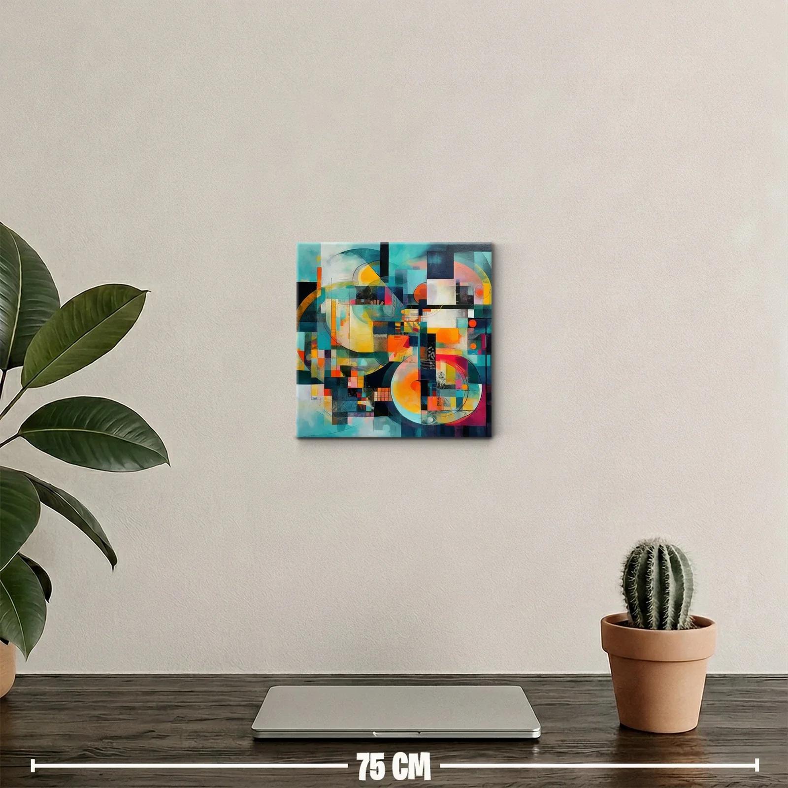 Cuadro abstracto con formas geométricas y colores vibrantes — miniatura 2