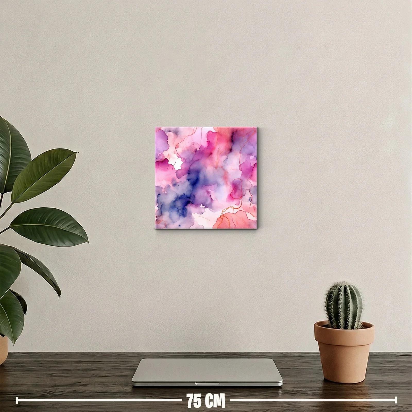 Cuadro abstracto en tonos rosa y azul para decoración moderna — miniatura 2