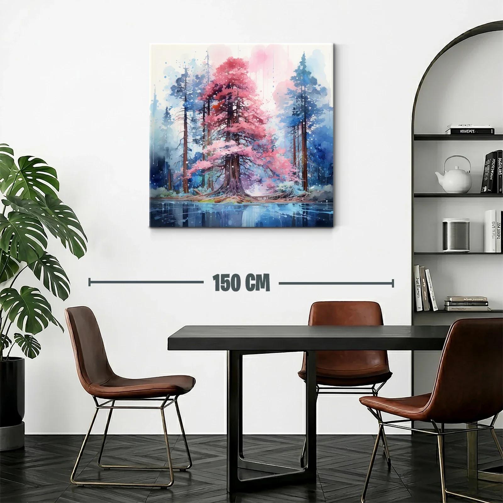 Bosque mágico con árboles en tonos rosa y azul — miniatura 2