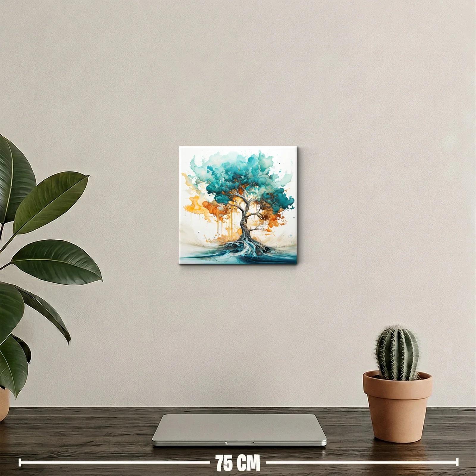 Árbol vibrante con raíces etéreas en tonos azules y naranjas — miniatura 2